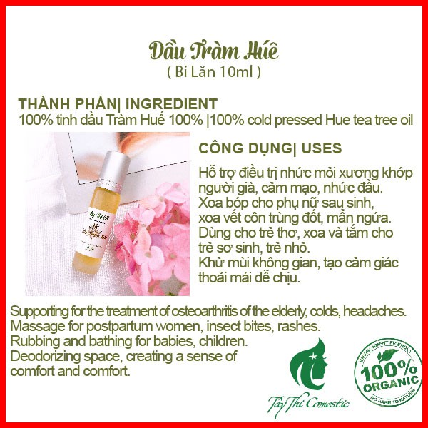 Dầu Tràm Huế Nguyên Chất Tây Thi Lọ Bi Lăn 10ml