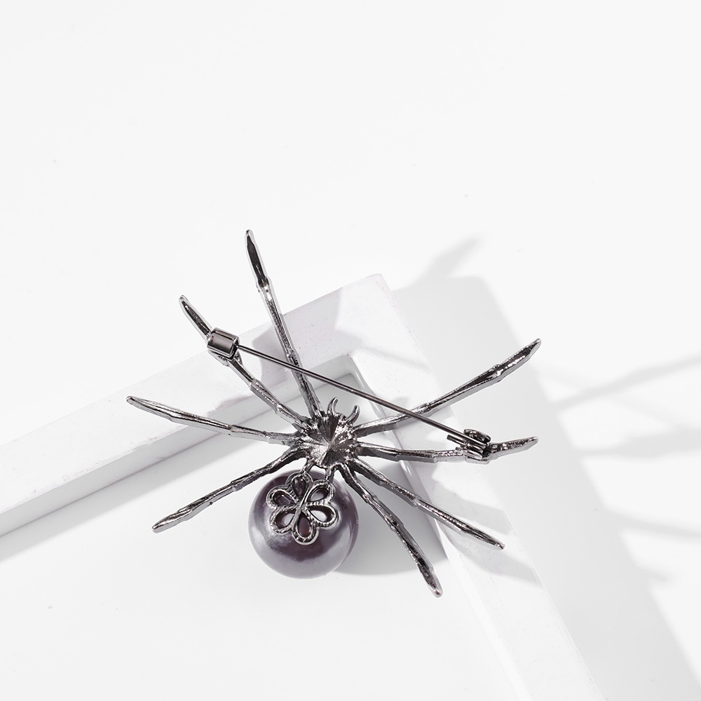 Ghim Cài Áo Kim Loại Hình Côn Trùng Đính Ngọc Trai Đen Thời Trang