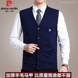 PIERRE CARDIN Áo Ghi Lê Len Cổ Chữ V Dành Cho Đàn Ông Trung Niên