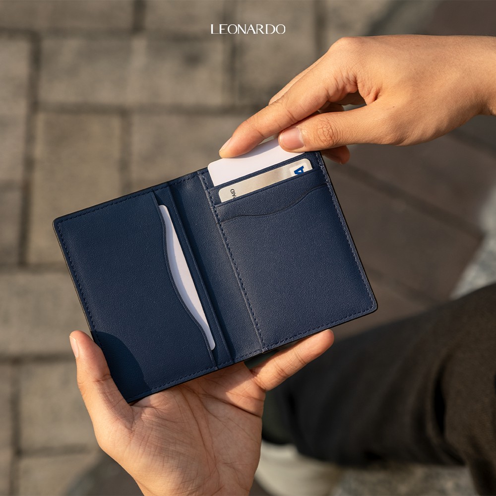Ví Da Nam Đựng Thẻ Dáng Đứng Leonardo - Card Henry Wallet - Da Switf Trơn Mềm Bền Bỉ