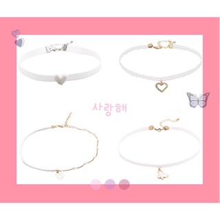 Set 4 choker trắng siêu xinh
