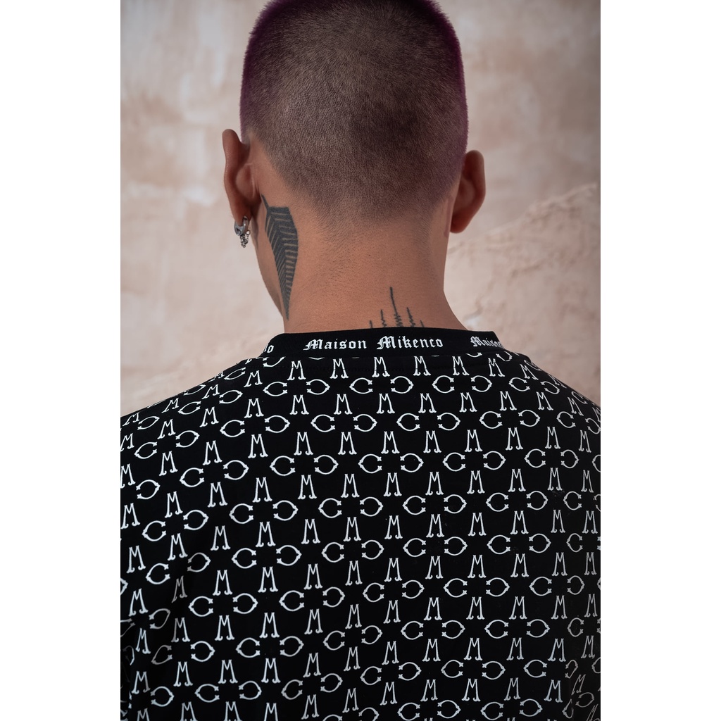 Áo phông nam MIKENCO Monogram tshirt,Áo thun MIKENCO