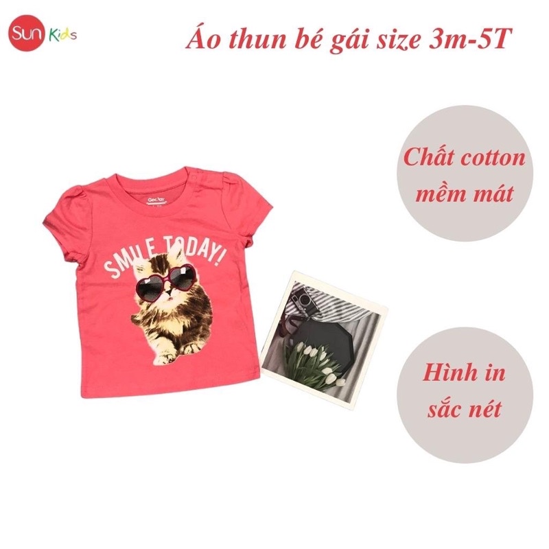 Áo thun cho bé gái, áo phông bé gái chất cotton mềm mát, size 3m - 5 tuổi - SUNKIDS1