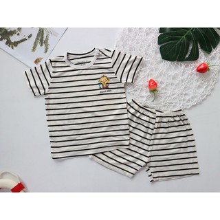 Bộ thun lạnh cho bé, bộ thun cotton lụa lạnh cho trẻ em màu sọc đen  6-19kg