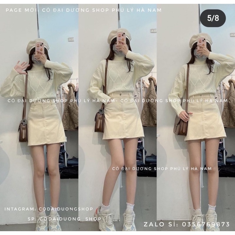 Chân váy chữ A túi ngang mặc 4 mùa phong cách Hàn Quốc