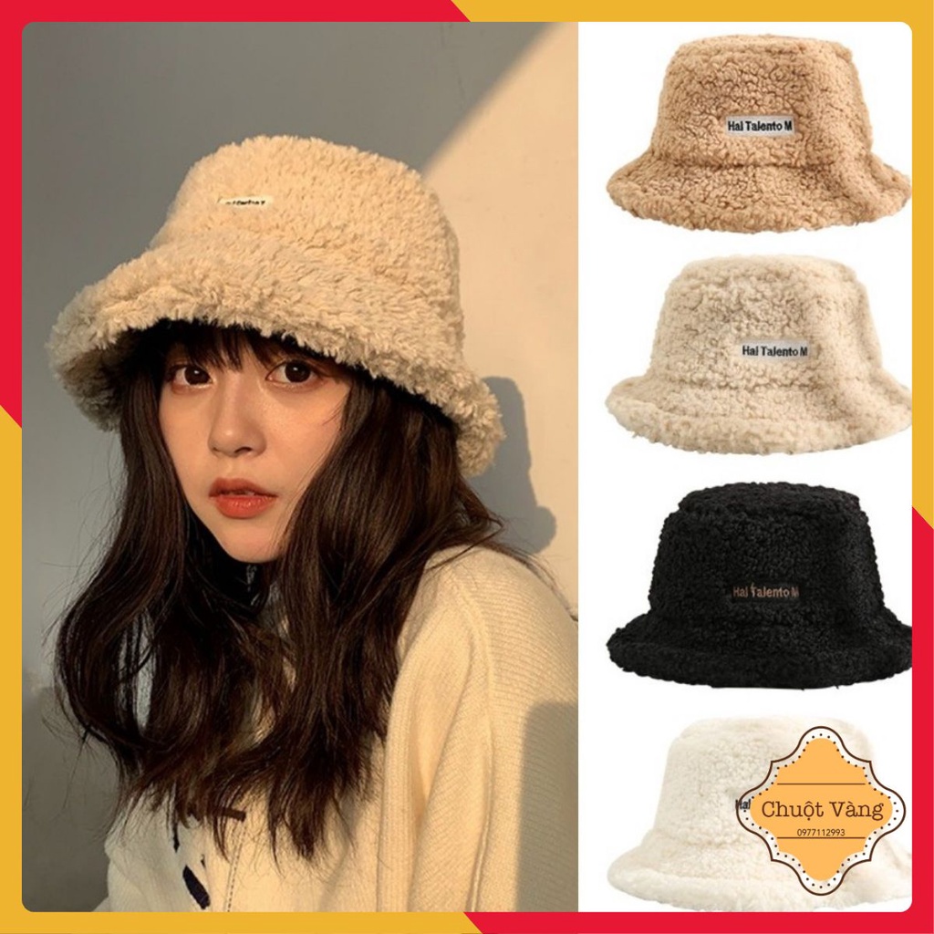 Mũ bucket lông cừu hot trend cho nữ