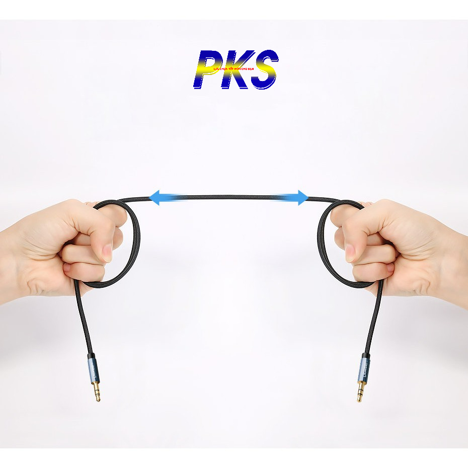 Dây âm thanh 3.5mm 1 đầu vuông góc vỏ bện vải sợi tổng hợp dài 1.5m cao cấp UGREEN 60180  AV112 - Hàng chính hãng