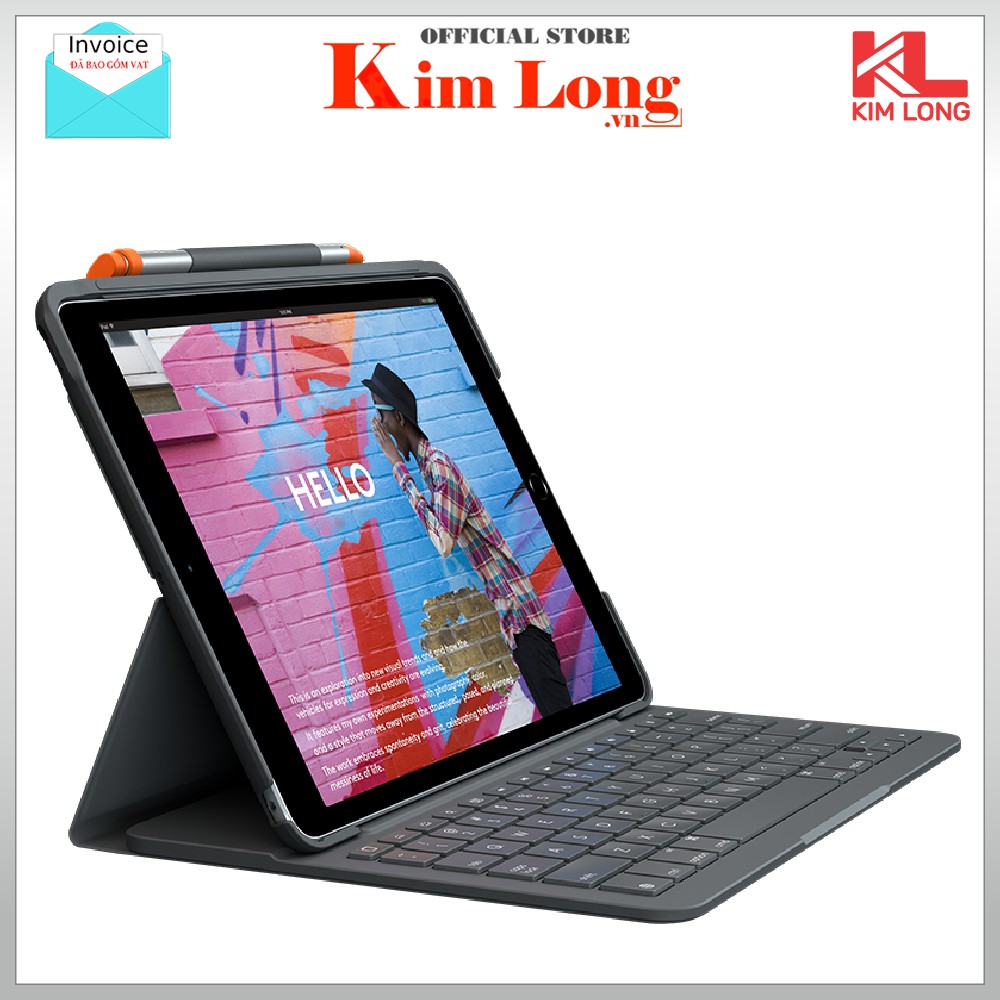 Logitech Slim Folio for iPad Air (7,8 và 9) (920-009469) Bao da kèm bàn phím bluetooth - Bảo hành chính hãng 12 tháng