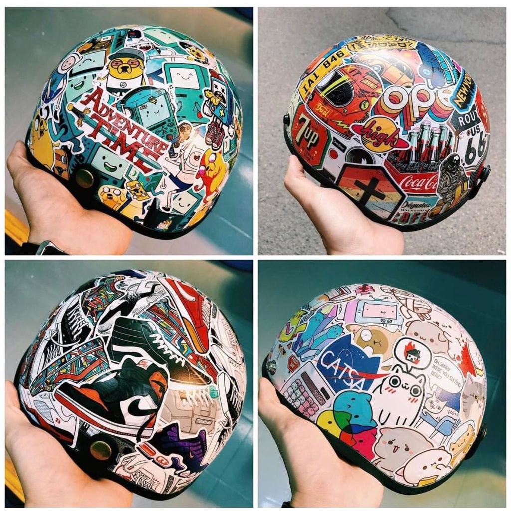 50 Hình dán Sticker trang trí mũ bảo hiểm, vali, xe tay ga phong cách dễ thương