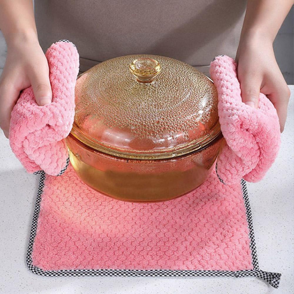 Khăn Lau Chén Dĩa Bằng Lông Cừu San Hô Dày Dặn Cho Nhà Bếp