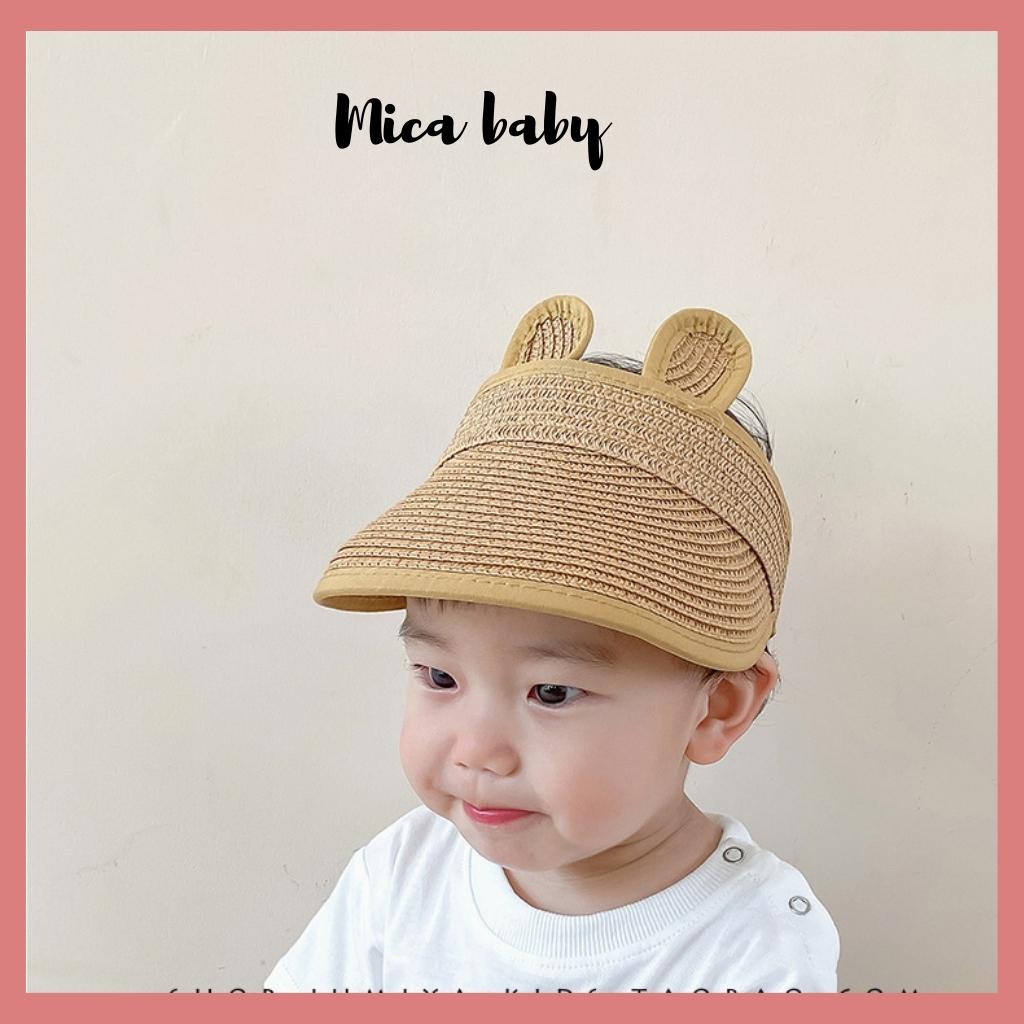 Mũ cói nửa đầu gắn tai thỏ dễ thương cho bé Mica Baby MH111