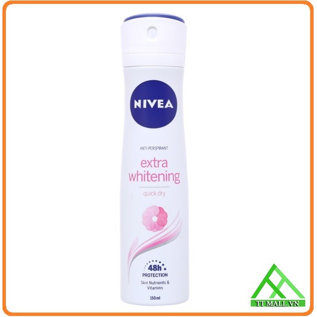 Xịt Khử Mùi Nữ Nivea Extra Whitening 150ml - Sáng Da, Mờ Vết Thâm