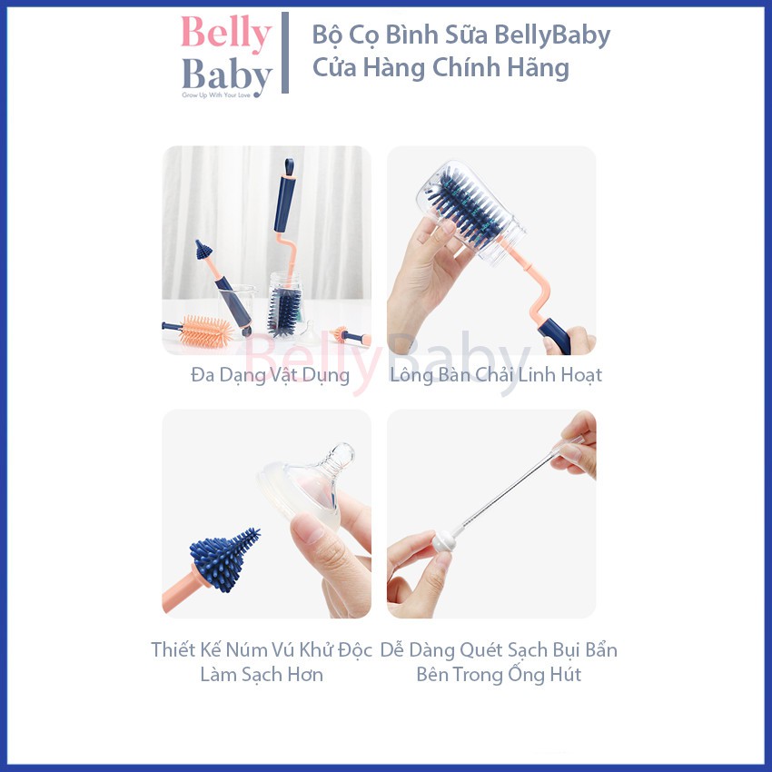 Bộ Cọ Rửa Bình Sữa Silicone Cao Cấp 3in1 Làm Sạch Mọi Ngóc Ngách Của Bình - BellyBaby