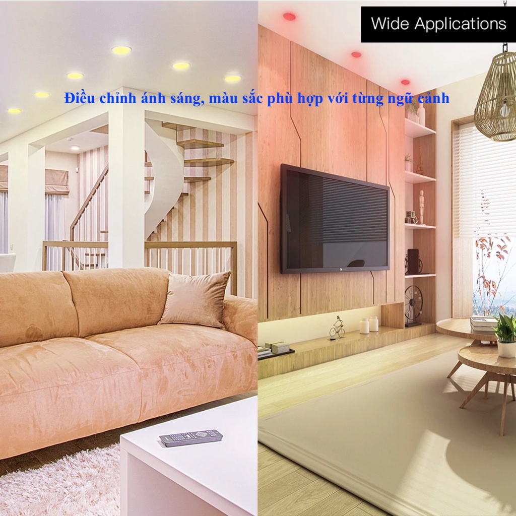 Bóng đèn Led thông minh, kiểu Downlight, kết nối WIFI, Hệ sinh thái Tuya.