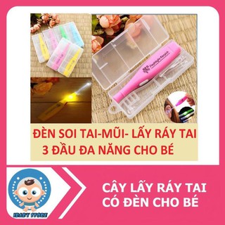 Cây lấy ráy tai có đèn an toàn cho bé - Cây lấy rái tai bằng nhựa cực an toàn có đèn chiều sáng