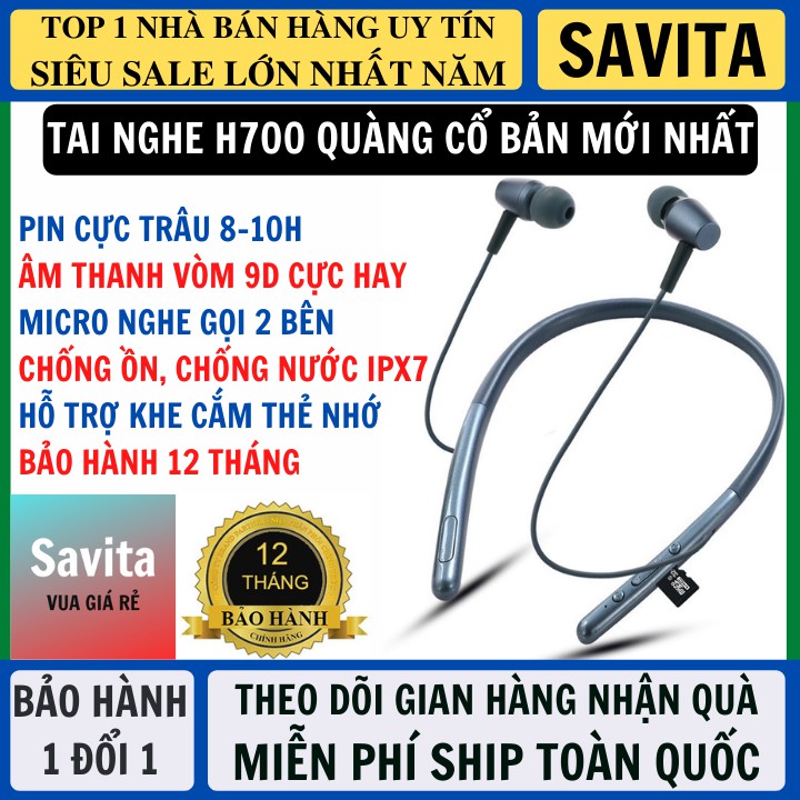 Tai Nghe Bluetooth Quàng Cổ H700 Pin Trâu 8-10h, Hỗ Trợ Mọi Dòng Máy, Chống Ồn, Chống Mồ Hôi - Tai Nghe Thể Thao