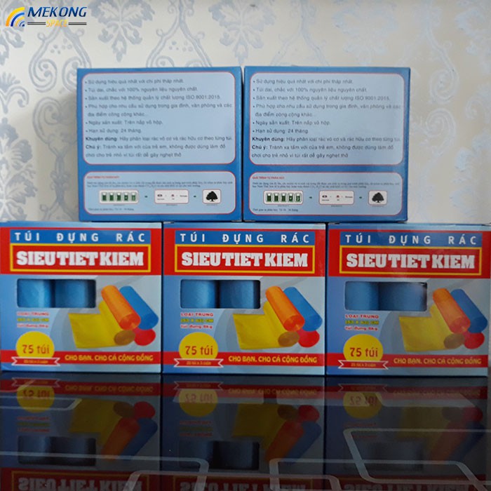 Combo 5 hộp túi rác siêu tiết kiệm loại trung, 1 hộp 75 túi