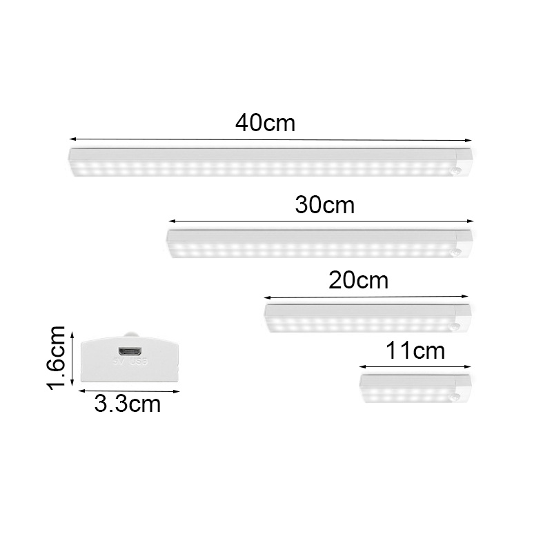 Dải Đèn Led Cảm Biến Thông Minh Siêu Mỏng Kèm Sạc Usb Chuyên Dụng Cho Tủ Bếp / Tủ Quần Áo