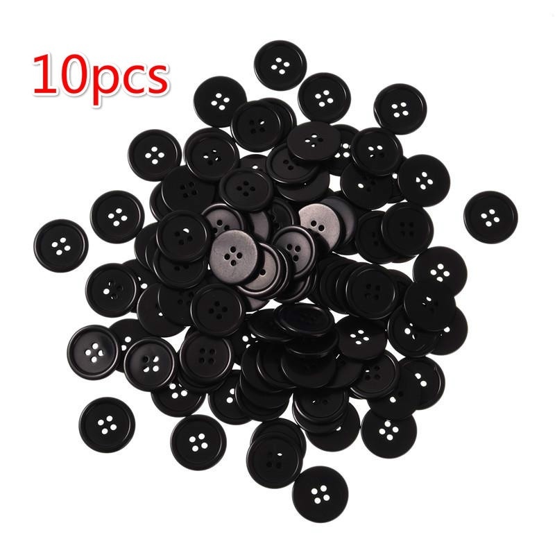Set 10 Nút Tròn 30mm Màu Đen Bằng Nhựa Resin Dùng Trang Trí Sổ Tay/ Quần Áo Búp Bê Diy
