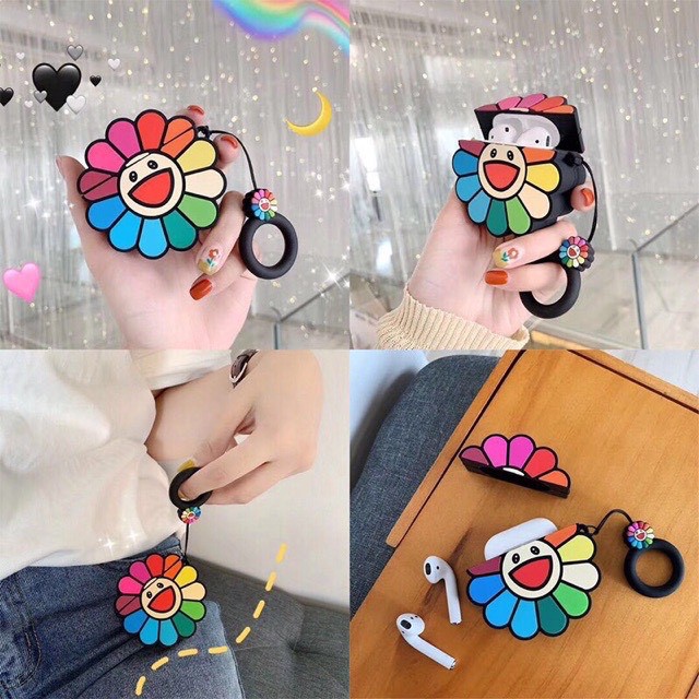 Case airpods pro hoa 7 màu kiki kai kai - vỏ bảo vệ bao đựng tai nghe airpods pro hoa hướng dương