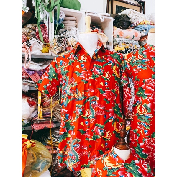 Sơ mi thiết kế hoạ tiết chăn con công