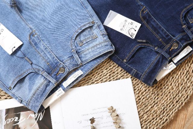 Quần jean nữ skinny trơn xanh đậm nhạt quần bò nữ co giãn hàng dáng ôm | BigBuy360 - bigbuy360.vn