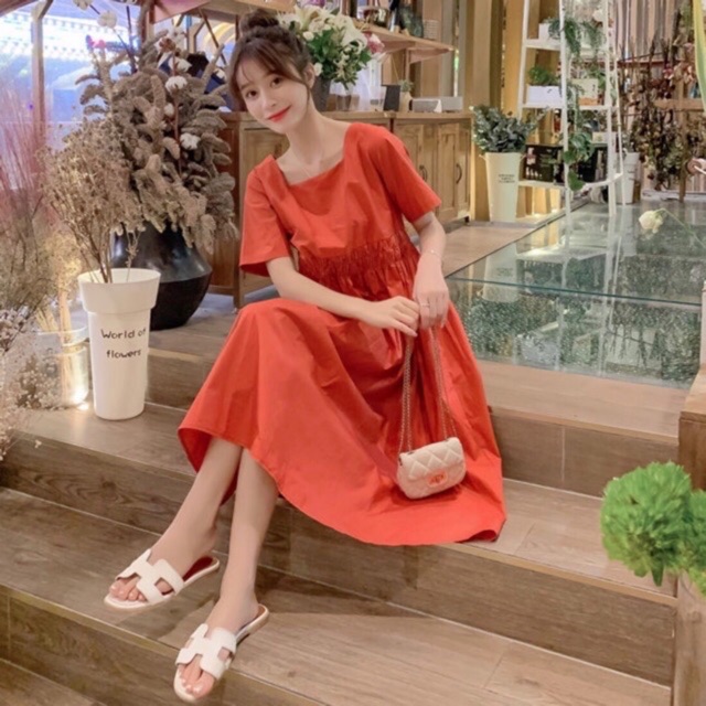 [Mã FATHANG5 giảm 10K đơn 50K] Đầm suông mint nơ sau | BigBuy360 - bigbuy360.vn