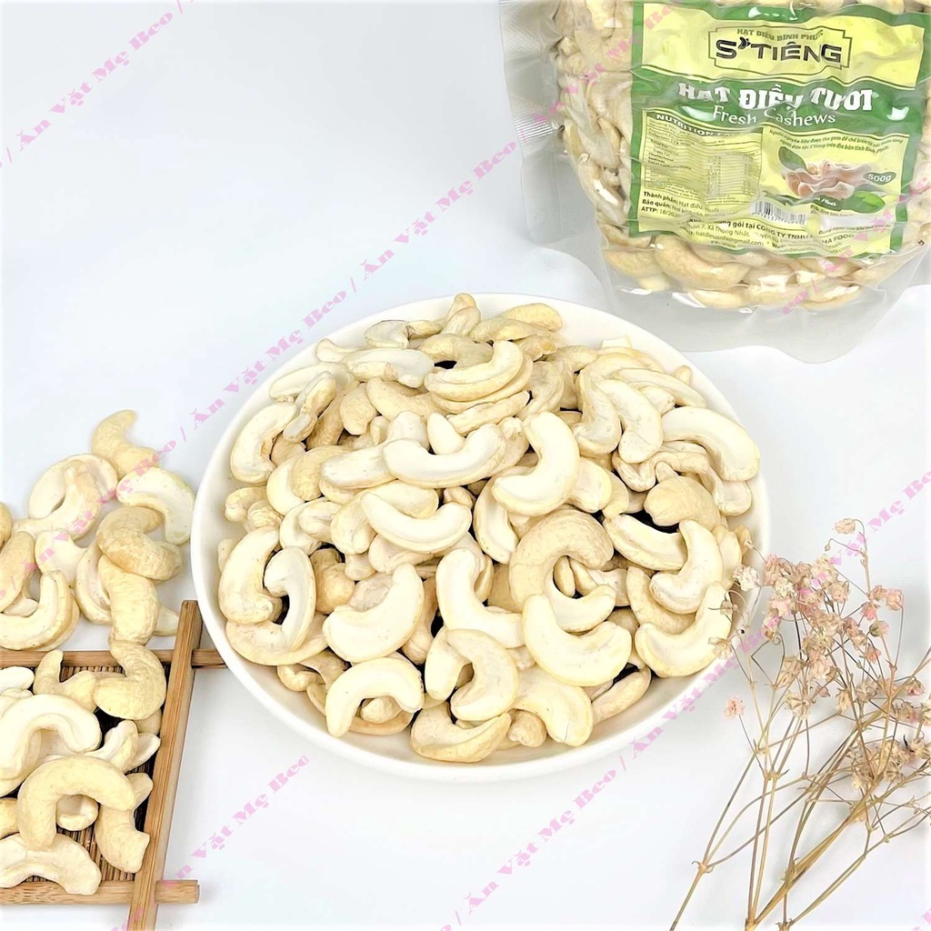 Hạt điều tươi hữu cơ làm sữa hạt vỡ đôi STiêng túi zip 1KG