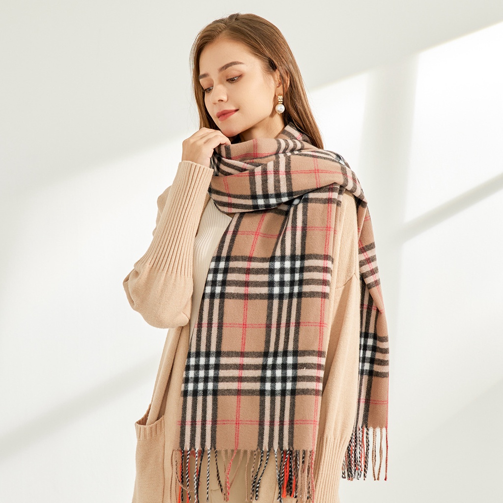 Zl Khăn Quàng Cổ cashmere Họa Tiết Kẻ Ô Chim Thời Trang Thu Đông Hàn Quốc Dành Cho Bạn Nữ