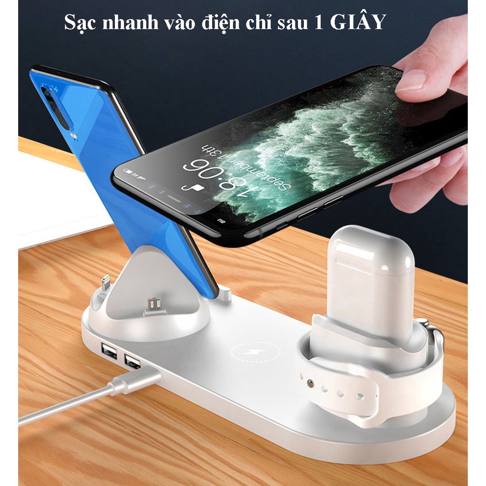 Đế sạc nhanh đa chức năng KAW WS5 6 in 1 đa cổng sạc dùng cho mọi loại điện thoại và đồng hồ