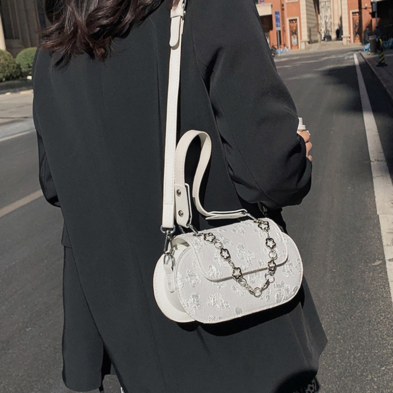 Túi đeo vai IELGY kẻ sọc caro phối chuỗi xích thời trang phong cách Hàn Quốc cho nữ