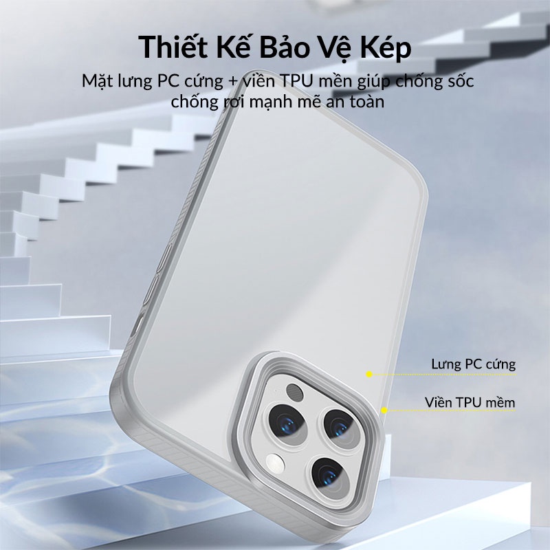 Baseus - Ốp Lưng Trong Suốt Chống Sốc Bảo Vệ Camera Dùng Cho iP13 Series, Viền TPU Dẻo Và Thiết Kế Vân Chống Trượt