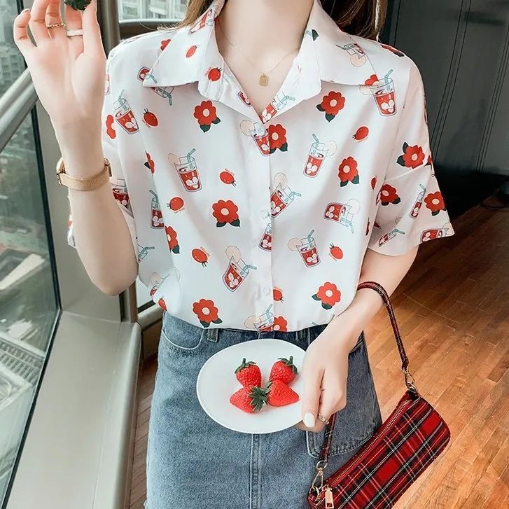 Áo Sơ Mi Tay Ngắn In Họa Tiết Phong Cách Retro Thời Trang Đi Biển Cho Nữ