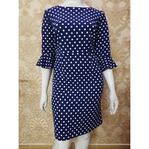đầm thun xanh đen big size chấm bi trắng size lớn 65-90kg