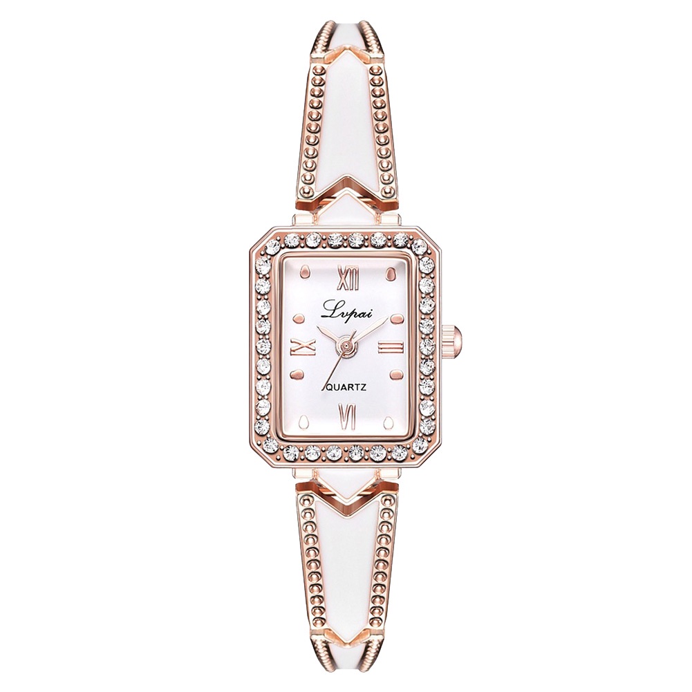 MACmk Elegant Women Rhinestone Inlaid Square Dial Quartz Bracelet Wrist Watch Gift