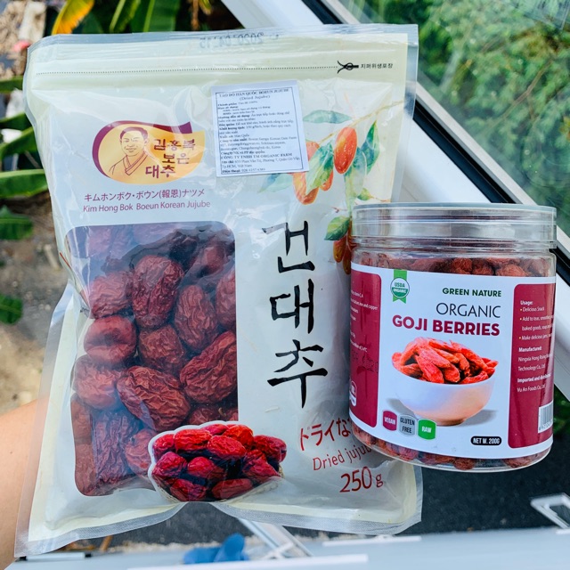 Combo Bộ đôi Táo Đỏ Hàn / Kỷ tử hữu cơ