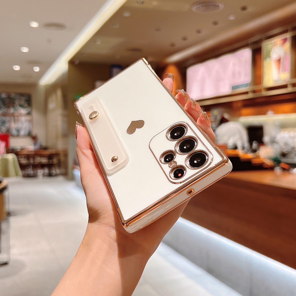 Ốp Điện Thoại Vuông Mềm Hình Trái Tim Dễ Thương Có Dây Đeo Cổ Tay Cho Samsung Galaxy A53 A13 A52 A12 5G S21 S22 Ultra Plus S21FE S20FE
