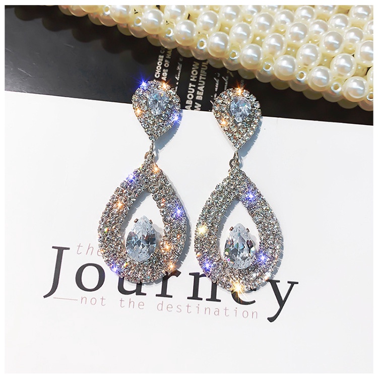 Hoa Tai Hình Giọt Nước Đính Đá Zircon Màu Sắc Nổi Bật Cho Nữ