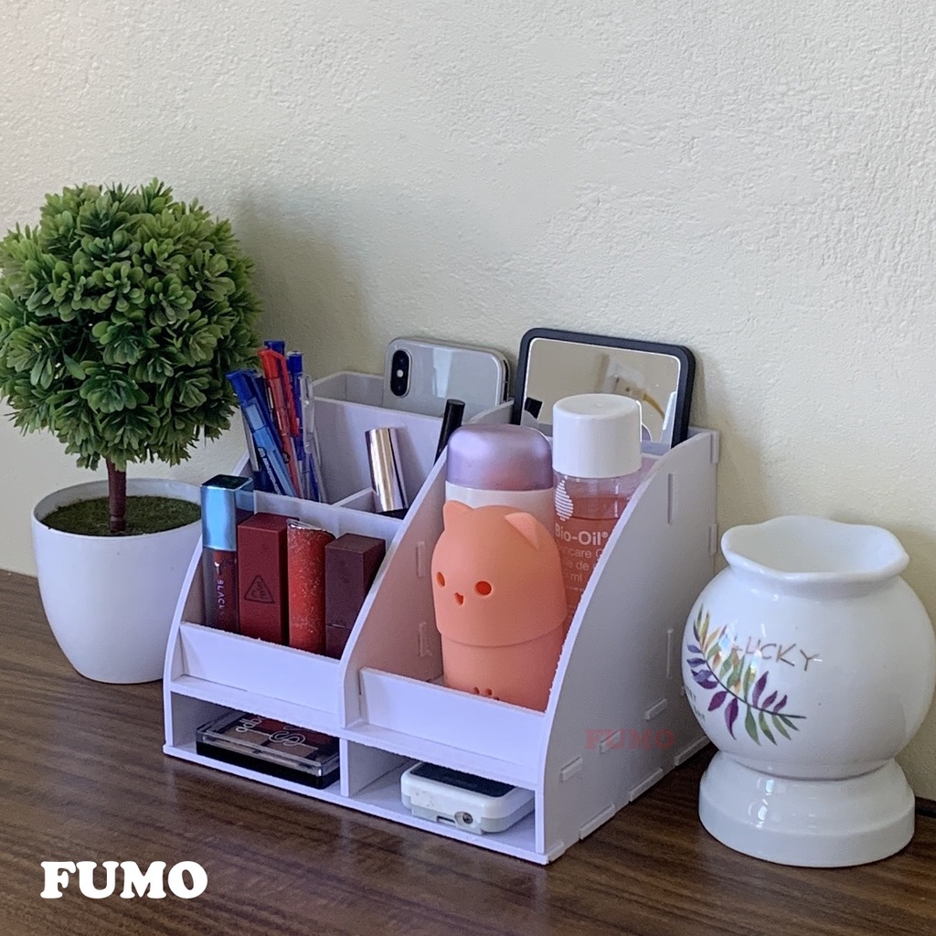 Kệ văn phòng đa năng kệ gỗ để bàn mini nhỏ gọn có ngăn siêu tiện dụng FUMO SP017
