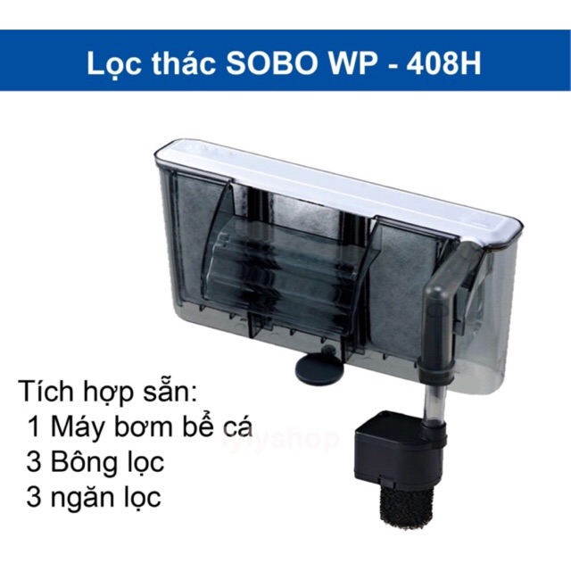 Máy Lọc Thác Treo Dạng Mỏng SOBO WP 408H Dành Cho Bể Cá, Thuỷ Sinh - Công Suất 6W Nụ Store