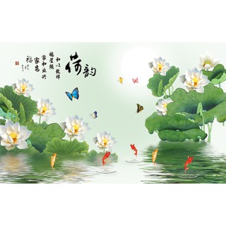 Tranh dán tường 3D Hoa sen 60*90