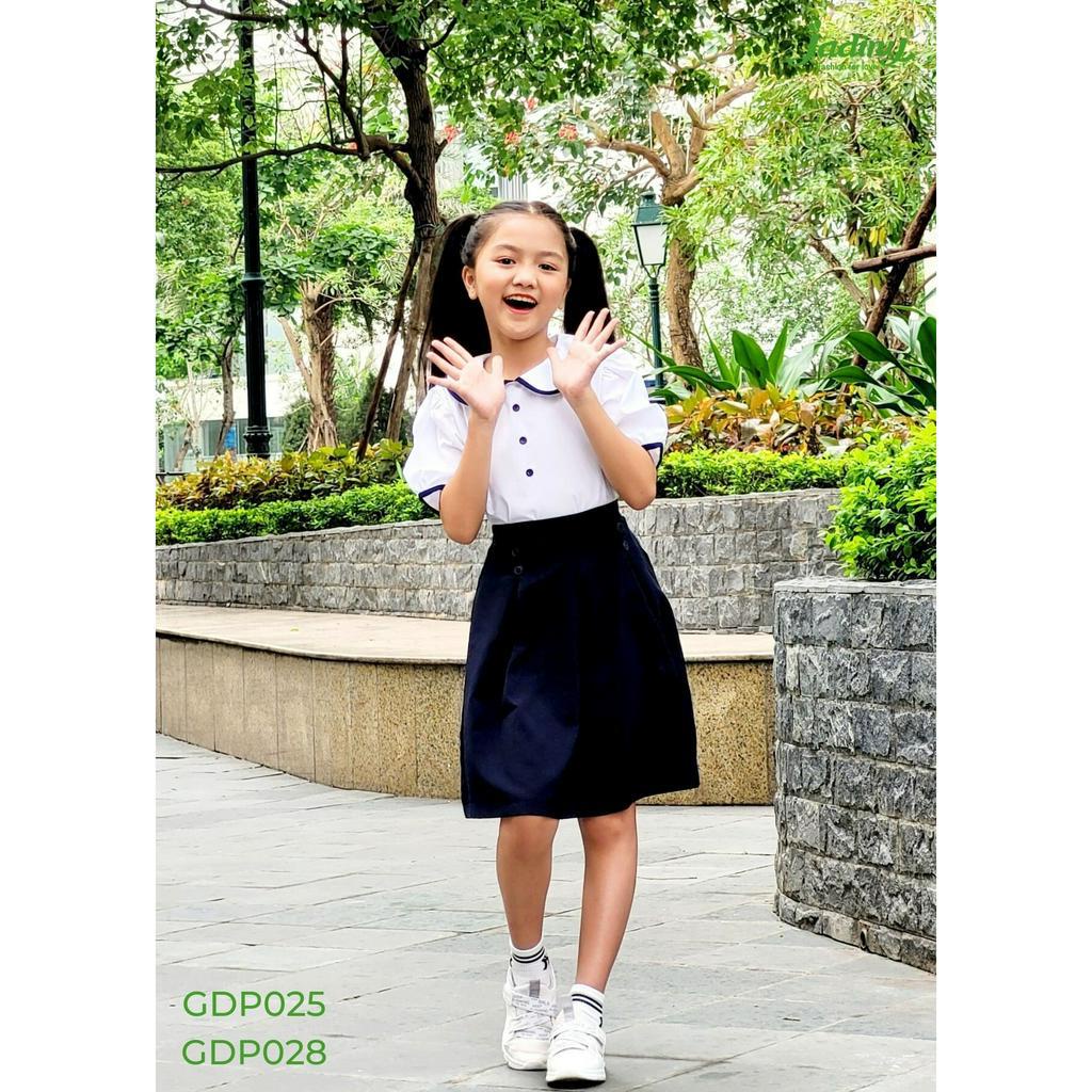 Chân váy học sinh xếp li màu xanh đen có lót quần cho bé gái tiểu học, trung học cơ sở Jadiny