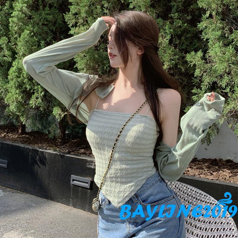 Áo croptop hai dây họa tiết răng cưa gợi cảm cho nữ