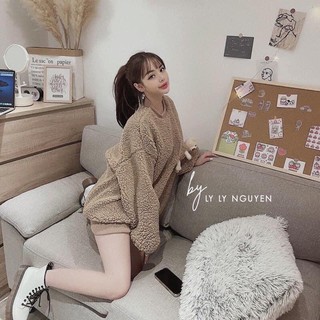 ÁO LÔNG CỪU KÈM GẤU FORM RỘNG