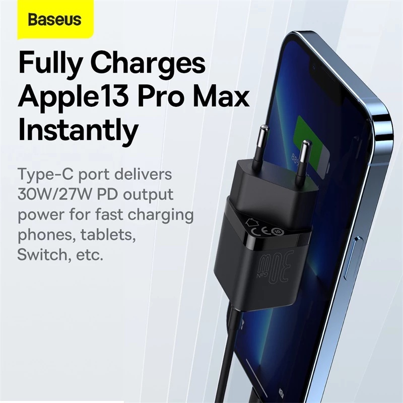 Bộ sạc nhanh BASEUS PD 30W PD3.0 QC3.0 PPS cho iPhone 13 12 Pro Max