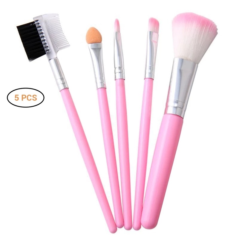 [Hàng mới về] Set 5 cọ trang điểm mini màu hồng đánh phấn nền/che khuyết điểm/kẻ mắt/kẻ mày chuyên dụng