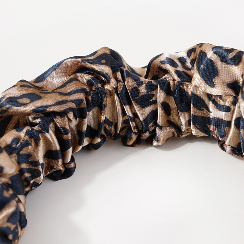 Băng Đô Cài Tóc Bản Rộng Xếp Ly In Họa Tiết Da Báo Kiểu Bohemia Cổ Điển Cho Nữ