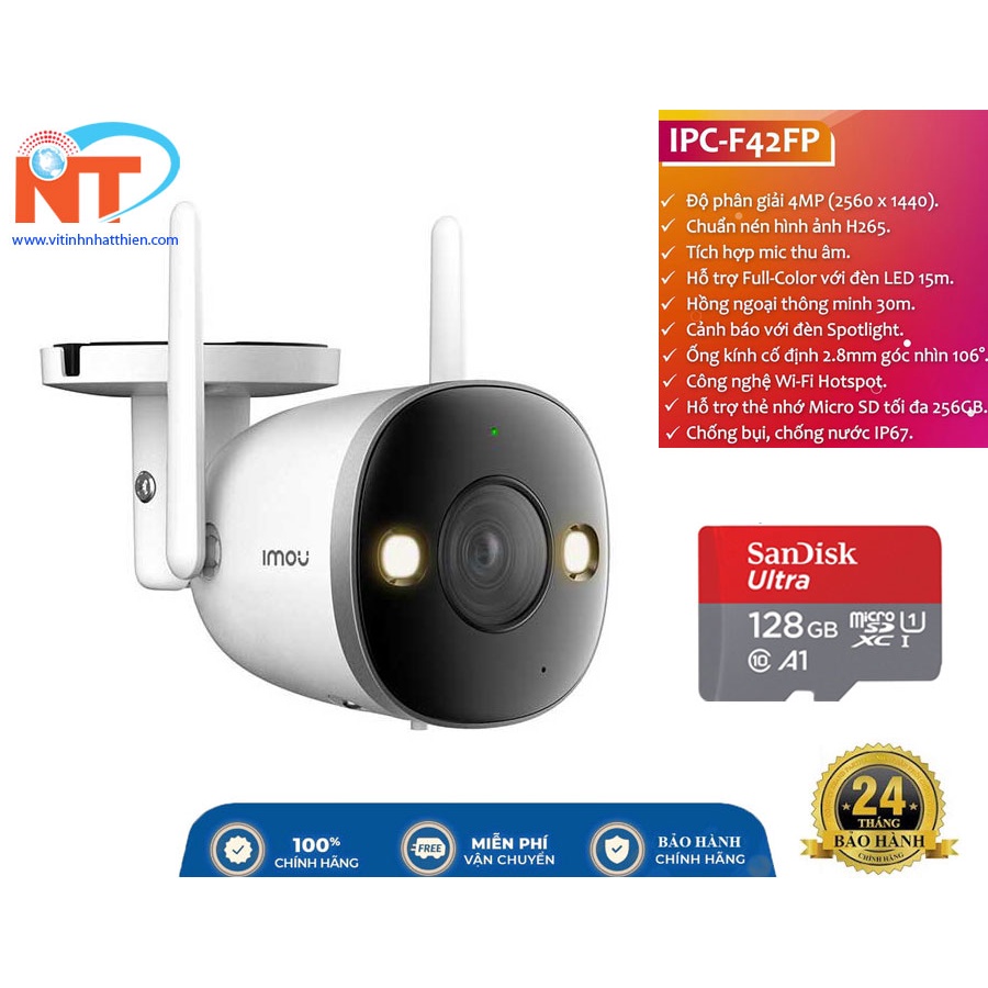 CAMERA IP WIFI NGOÀI TRỜI IMOU IPC-F42FP 4MP TÍCH HỢP MIC VÀ ĐÈN SPOTLIGHT, PHÁT HIỆN CHUYỂN ĐỘNG