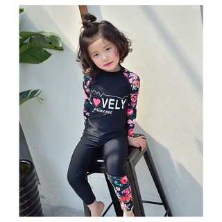ĐỒ BƠI BÉ GÁI DÀI TAY LOVELY PRINCESS SPANDEX 2 MÀU TRẮNG + ĐEN