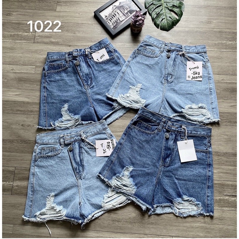 Quần short jean nữ rách size từ 40kg đến size đai 75kg mẫu rách quần short lưng cao hàng VNXK MS1022 - 2KJean